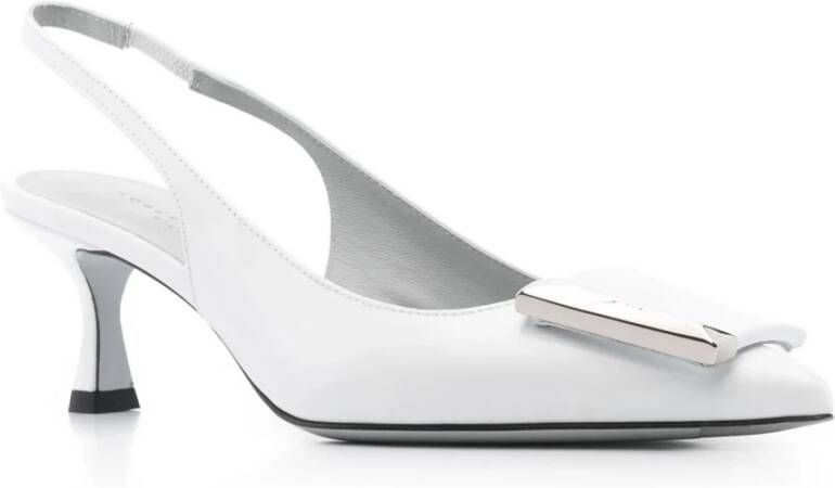 Roberto Festa Witte leren slingback sandalen met applicatie White Dames