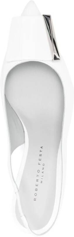 Roberto Festa Witte leren slingback sandalen met applicatie White Dames