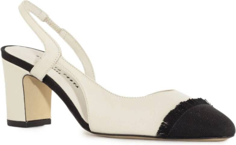 Roberto Festa Witte leren slingback sandalen met franje White Dames