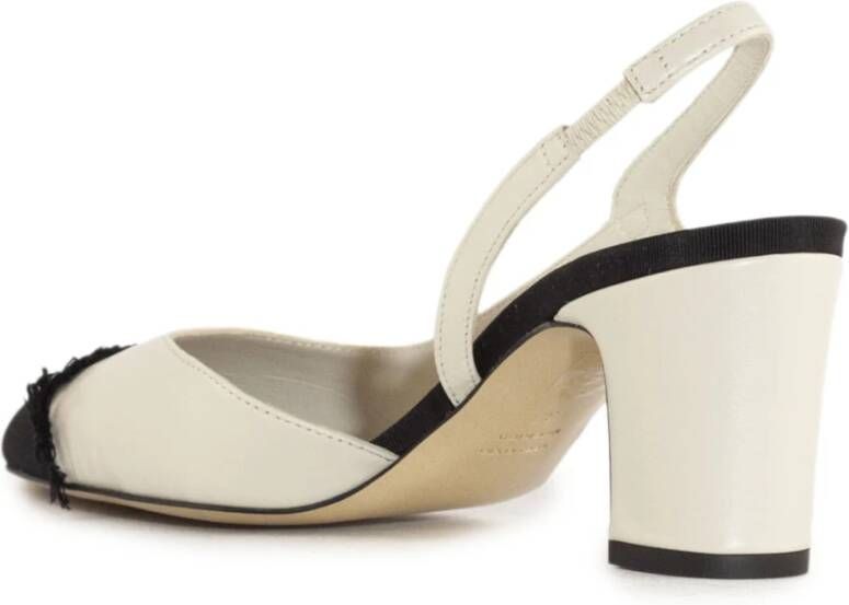 Roberto Festa Witte leren slingback sandalen met franje White Dames