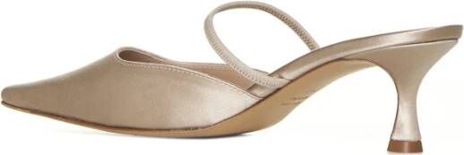 Roberto Festa Witte Satijnen Sandalen met Puntige Neus Beige Dames