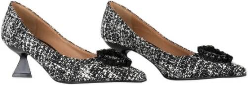 Roberto Festa Witte Tweed Hak Pumps met Hartjuweel Black Dames