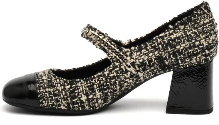 Roberto Festa Zwart-witte tweed pumps Black Dames