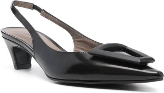 Roberto Festa Zwarte Gepolijste Leren Slingback Hakken Black Dames