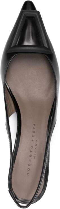 Roberto Festa Zwarte Gepolijste Leren Slingback Hakken Black Dames