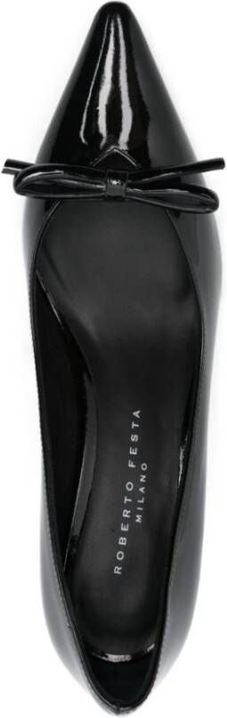 Roberto Festa Zwarte Lakleren Kitten Hak Pumps Black Dames