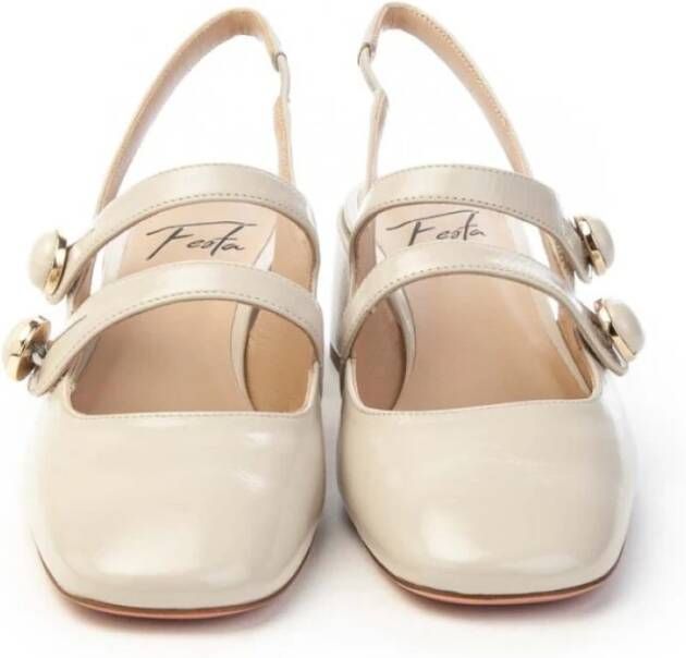 Roberto Festa Zwarte Lakleren Slingback Hakken Beige Dames