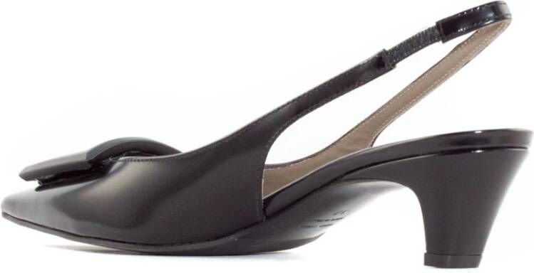 Roberto Festa Zwarte leren slingback hakken met detail Black Dames