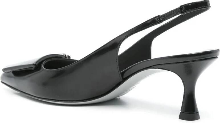 Roberto Festa Zwarte leren slingback sandalen met applicatie Black Dames