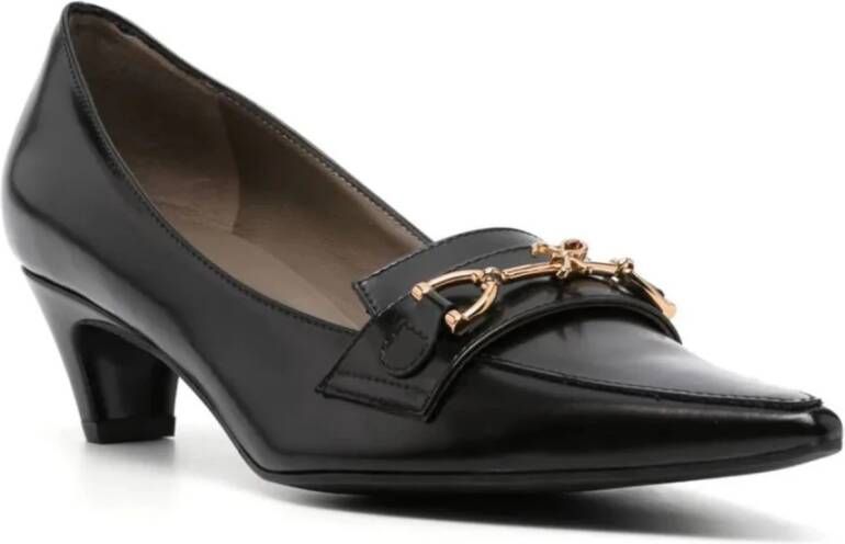 Roberto Festa Zwarte Leren Strik Detail Lage Hak Pumps Black Dames