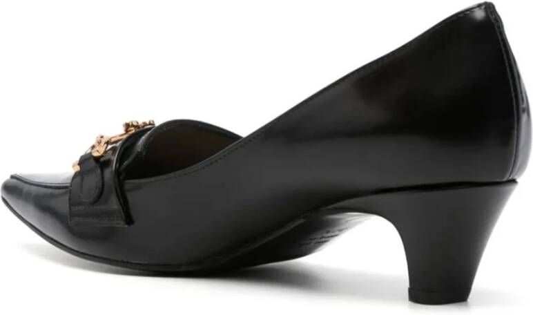 Roberto Festa Zwarte Leren Strik Detail Lage Hak Pumps Black Dames