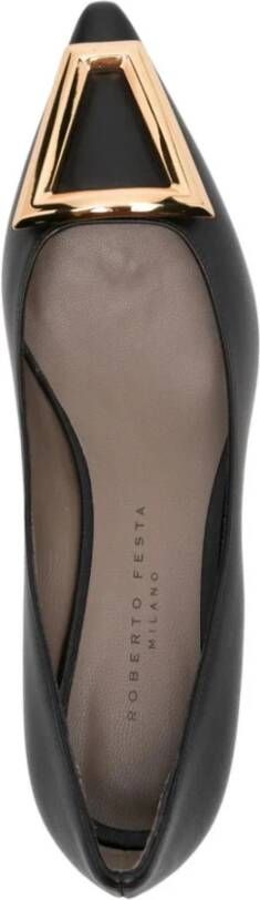 Roberto Festa Zwarte Moon Pumps met Gouden Logo Black Dames