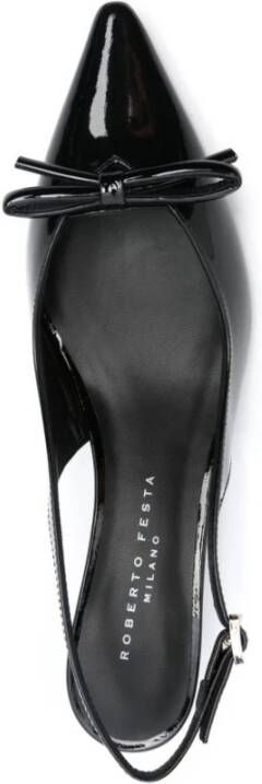 Roberto Festa Zwarte Patent Slingback Kitten Hak Pumps Black Dames