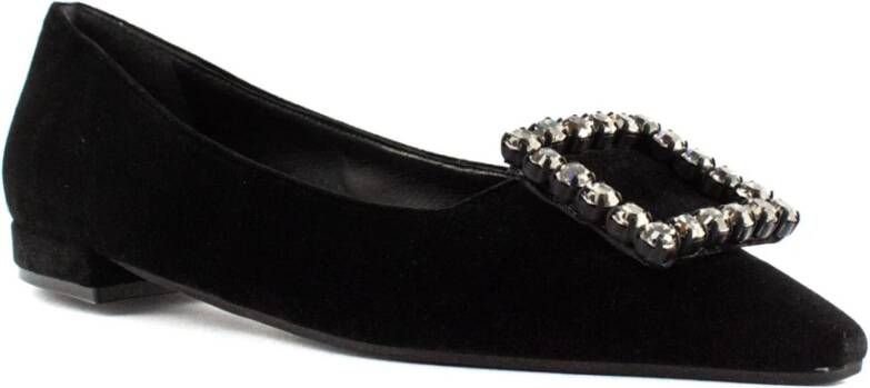 Roberto Festa Zwarte suède Amaia loafer met juweeldetail Black Dames