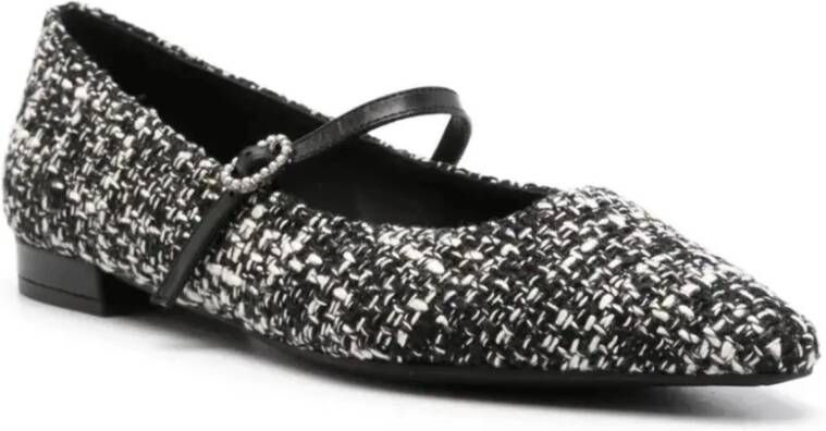 Roberto Festa Zwarte Tweed Ballet Flats Gesp-Strap Black Dames