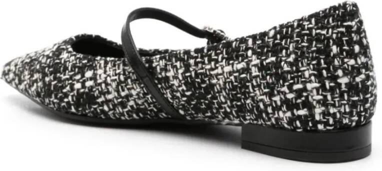 Roberto Festa Zwarte Tweed Ballet Flats Gesp-Strap Black Dames