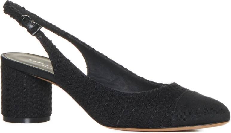 Roberto Festa Zwarte Tweed Blokhak Schoenen Black Dames