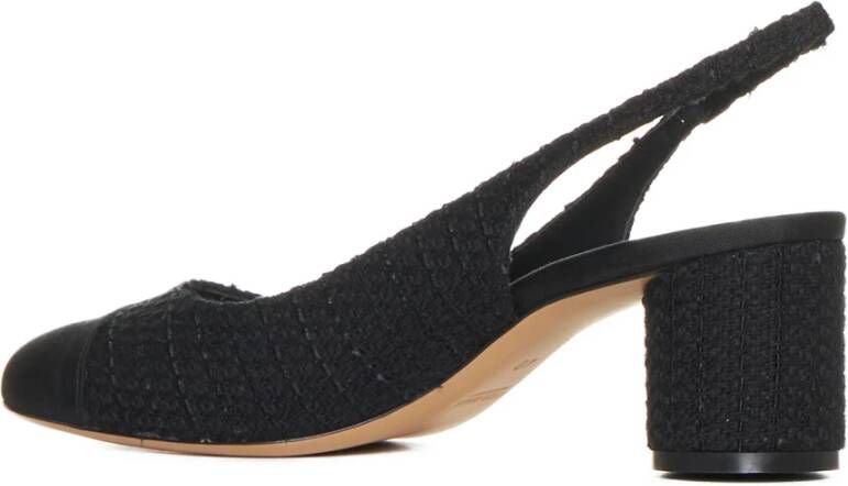 Roberto Festa Zwarte Tweed Blokhak Schoenen Black Dames