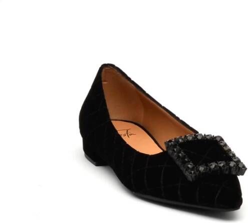 Roberto Festa Zwarte Velvet Ballerina Schoenen Amaia Black Dames