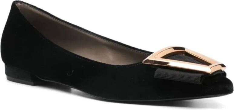 Roberto Festa Zwarte Velvet Ballet Flats met Gesp Black Dames