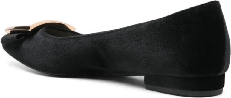 Roberto Festa Zwarte Velvet Ballet Flats met Gesp Black Dames