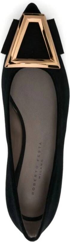 Roberto Festa Zwarte Velvet Ballet Flats met Gesp Black Dames