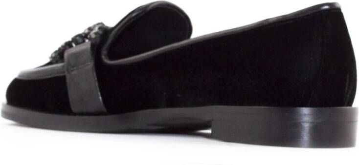 Roberto Festa Zwarte Velvet Edelsteen Loafer Schoenen Black Dames