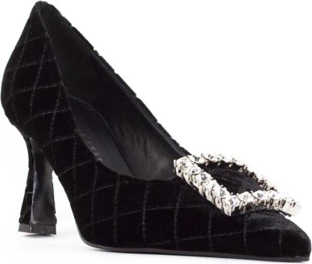 Roberto Festa Zwarte Velvet Lilly Pumps met Edelstenen Black Dames