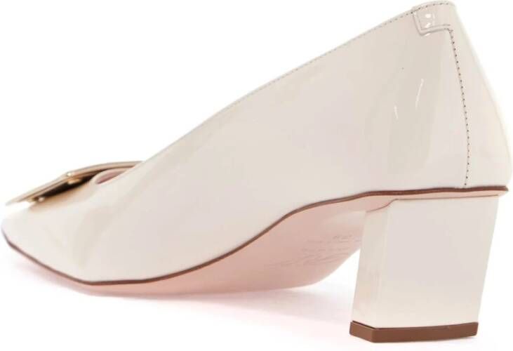 Roger Vivier Beige Kalfsleer DOrsay Brede Hak Beige Dames