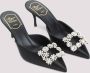 Roger Vivier Bloem Strass Muilezel Elegante Schoen Black Dames - Thumbnail 3