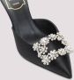 Roger Vivier Bloem Strass Muilezel Elegante Schoen Black Dames - Thumbnail 4