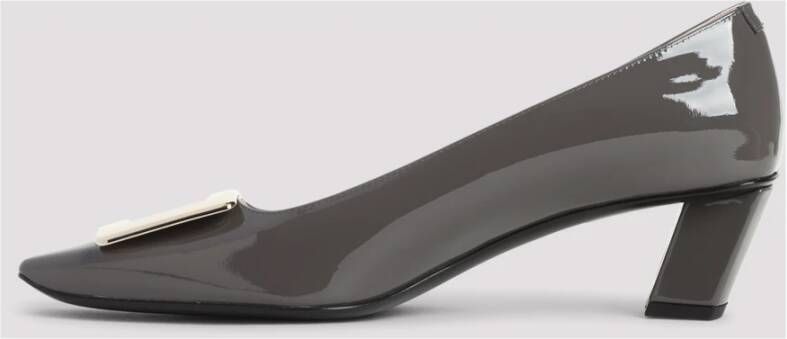 Roger Vivier Grijze Kalfsleren Vierkante Neus Pumps Black Dames