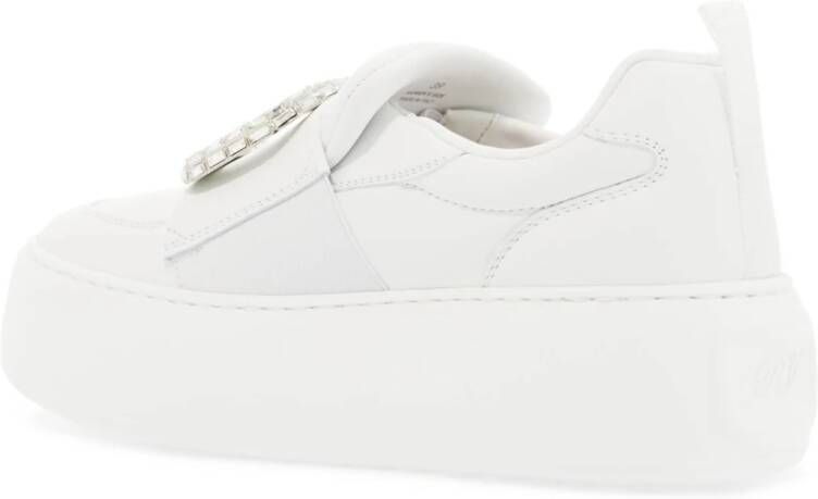 Roger Vivier Kristal Gesp Slip-On Sneakers White Dames