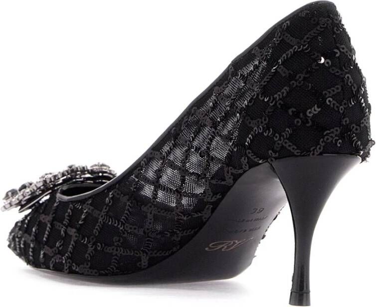 Roger Vivier Kristalbloem Mesh Pumps Black Dames