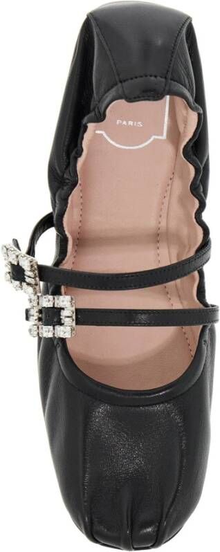 Roger Vivier Leren ballerina's met kristallen gesp Black Dames