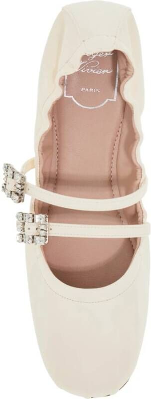 Roger Vivier Leren ballerina's met kristallen gesp White Dames