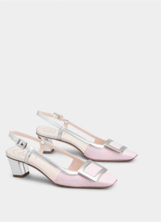 Roger Vivier Metallic Belle Vivier Slingback Hakken Pink Dames