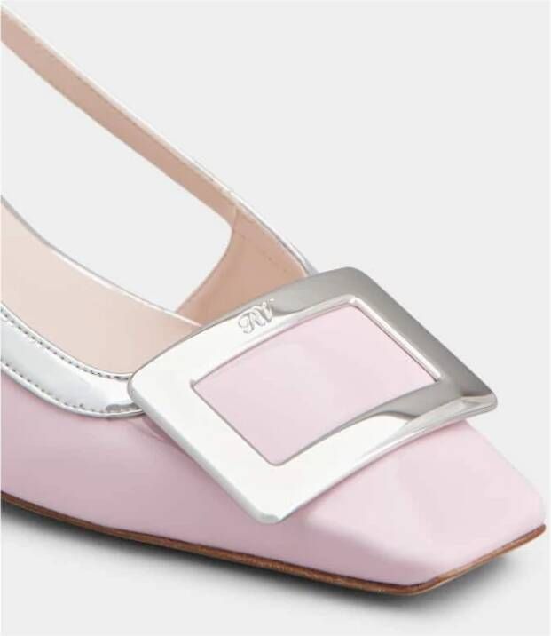 Roger Vivier Metallic Belle Vivier Slingback Hakken Pink Dames