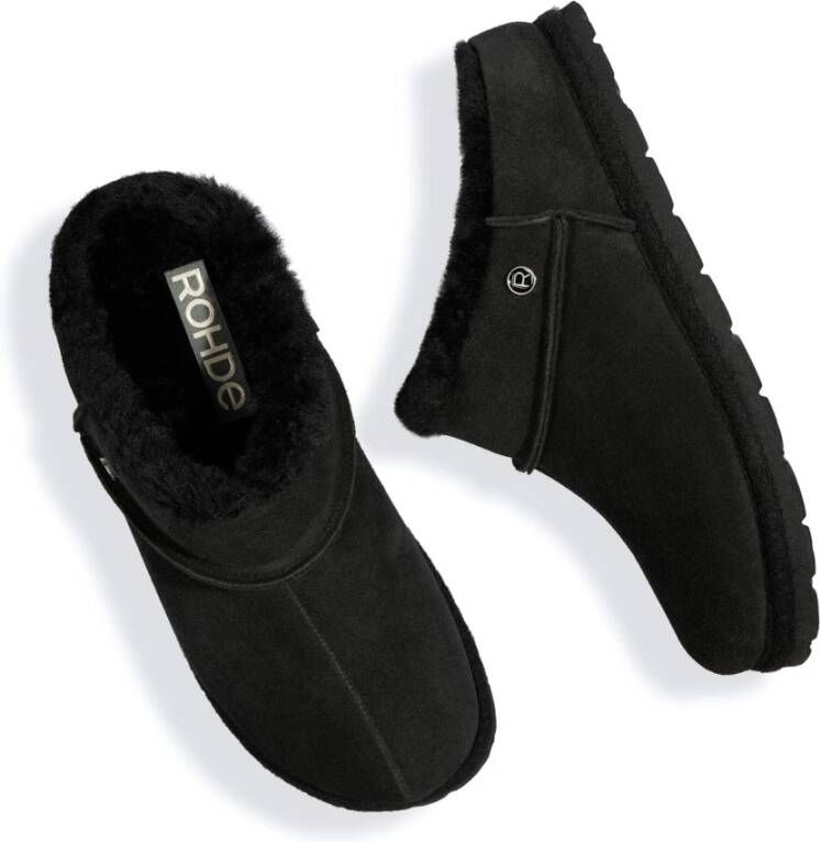 Rohde Warme binnenslippers Zwart Black Dames