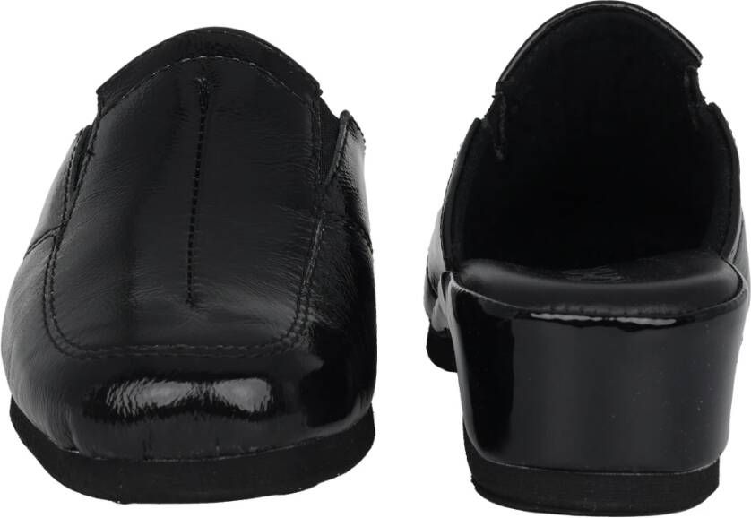 Rohde Zwarte leren binnenslipper Black Dames