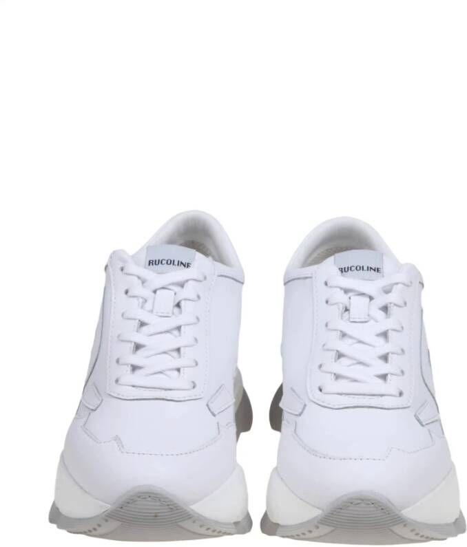 Rucoline Witte Gouden Leren Sneakers Vetersluiting White Dames