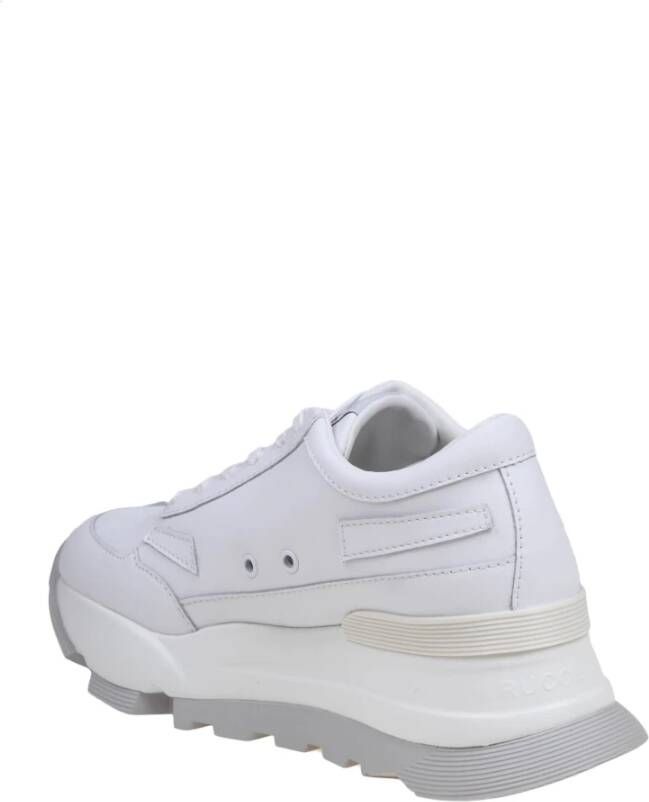 Rucoline Witte Gouden Leren Sneakers Vetersluiting White Dames