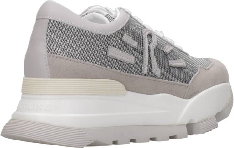 Rucoline Witte Grijze Sneakers Mesh Suède Platform White Dames