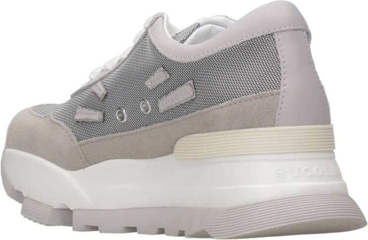 Rucoline Witte Grijze Sneakers Mesh Suède Platform White Dames