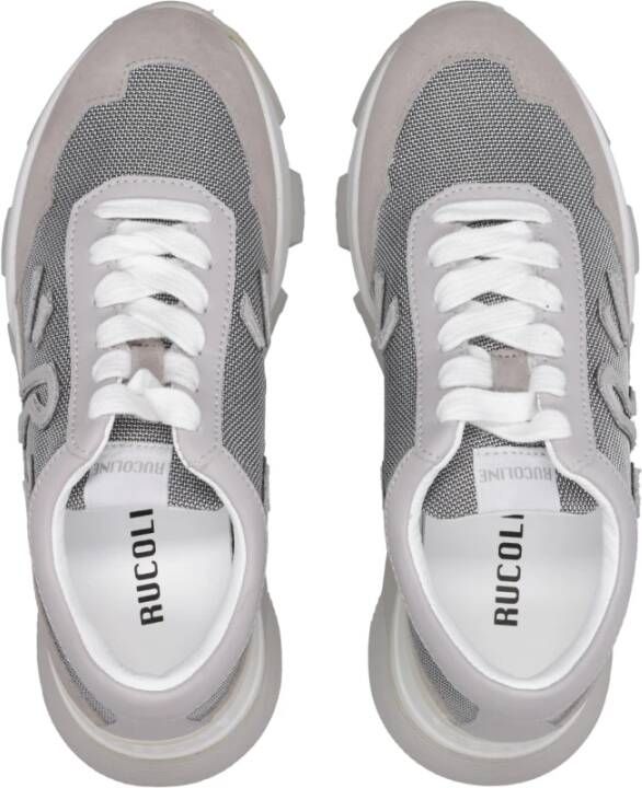 Rucoline Witte Grijze Sneakers Mesh Suède Platform White Dames