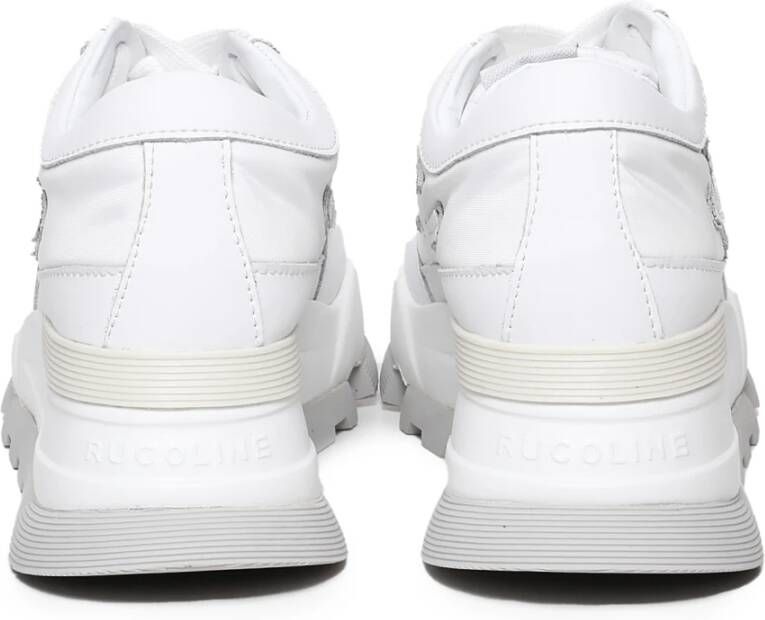 Rucoline Witte stoffen sneakers met leren inzetstukken White Dames