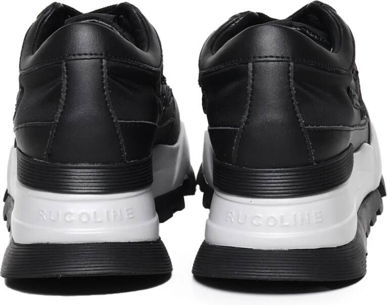 Rucoline Zwarte stoffen sneakers met leren inzetstukken Black Dames