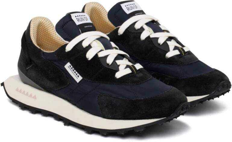 RUN OF Blauwe Suède en Nylon Trainers Blauw Heren