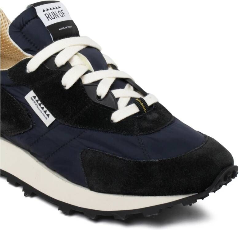 RUN OF Blauwe Suède en Nylon Trainers Blauw Heren