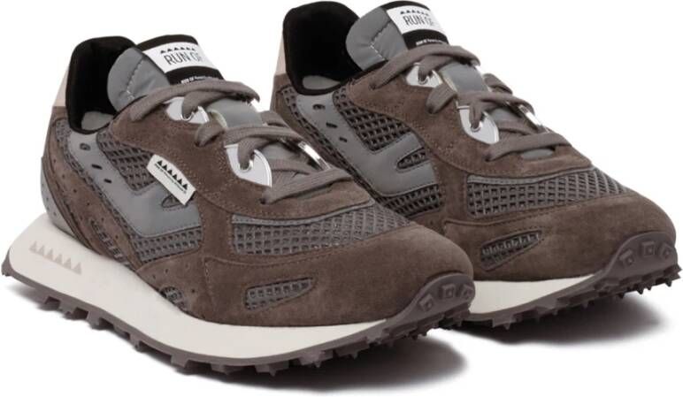 RUN OF Bruine Sneakers met Mesh Bovenwerk Brown Heren